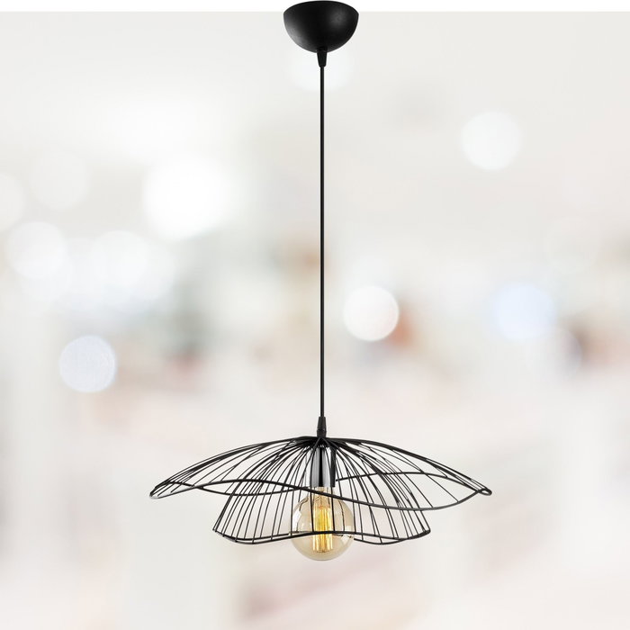 Opviq Lámpara de Araña de Metal Negro con Altura Ajustable